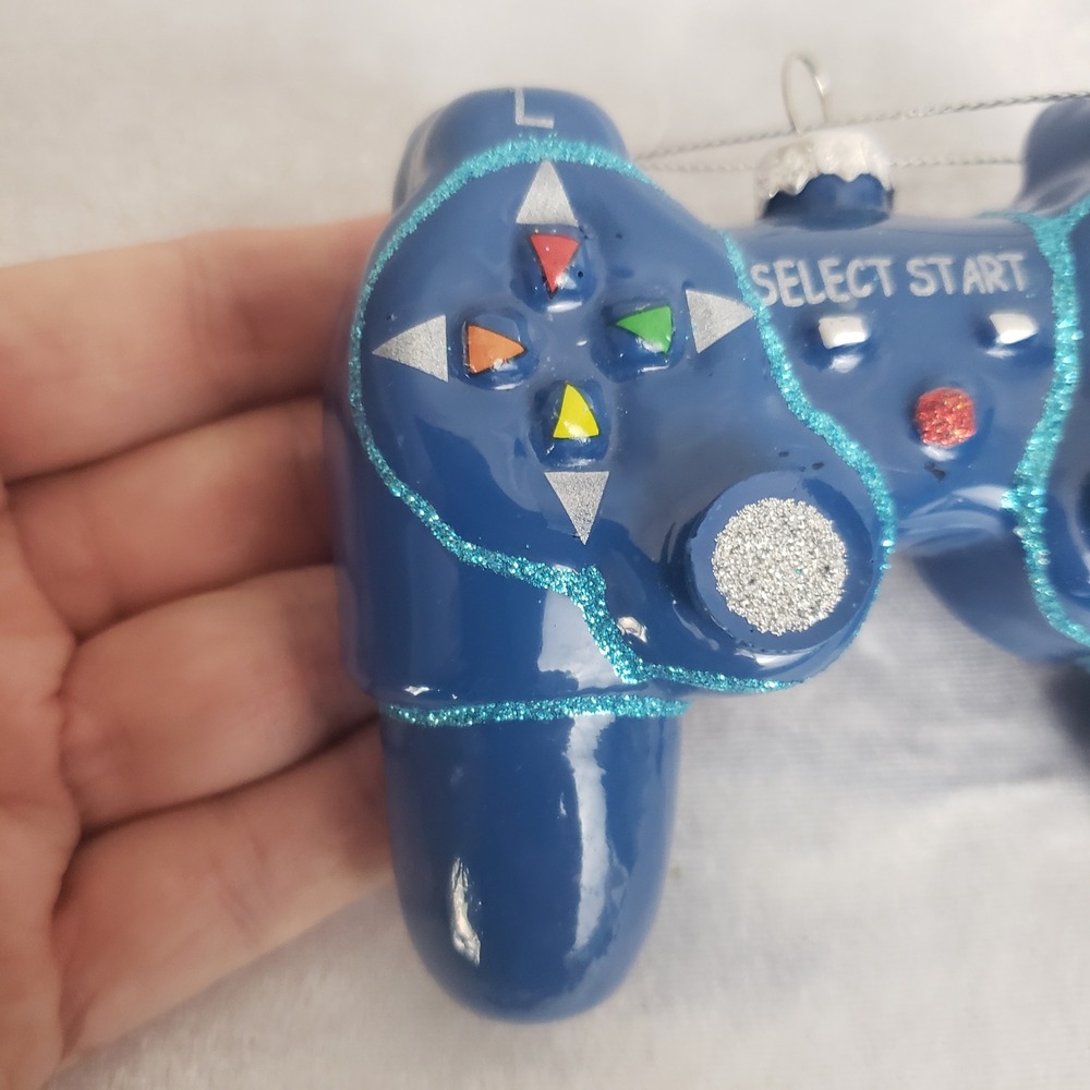 Transpac Glass Christmas Ornament Blue Game Controller Christmas Tree Decoration - Picture 6 of 7